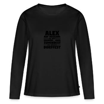 Alexander Alexandra Alexa Alex - T-shirt manches longues Premium bio Femme - noir - Devant - Julia (174cm)