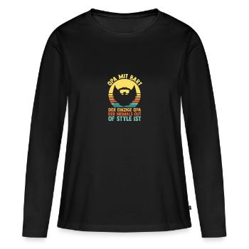 Papi avec une barbe - T-shirt manches longues Premium bio Femme - noir - Devant - Julia (174cm)