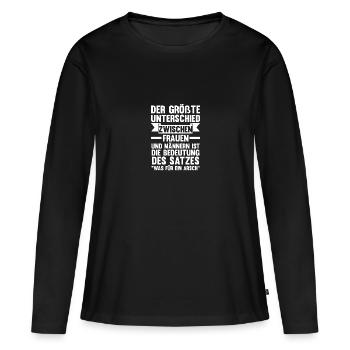 Der Größe Unterschied Zwischen Frauen Und Männern - Frauen Premium Bio Langarmshirt - Schwarz - Vorne - Julia (174cm)