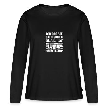 Der Größe Unterschied Zwischen Frauen Und Männern - Frauen Premium Bio Langarmshirt - Schwarz - Vorne - Julia (174cm)
