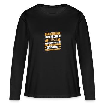 Der Größe Unterschied Zwischen Frauen Und Männern - Frauen Premium Bio Langarmshirt - Schwarz - Vorne - Julia (174cm)