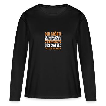 Der Größe Unterschied Zwischen Frauen Und Männern - Frauen Premium Bio Langarmshirt - Schwarz - Vorne - Julia (174cm)