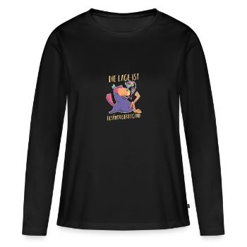 La situation est l’ivresse - T-shirt manches longues Premium bio Femme - noir - Devant - Julia (174cm)