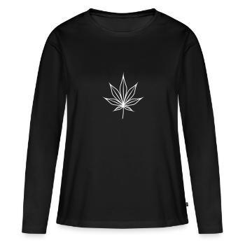 Feuille de chanvre Weed Icône de chanvre - T-shirt manches longues Premium bio Femme - noir - Devant - Julia (174cm)