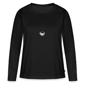 Café - T-shirt manches longues Premium bio Femme - noir - Devant - Julia (174cm)