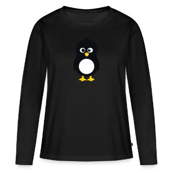 Pingouin linux - T-shirt manches longues Premium bio Femme - noir - Devant - Julia (174cm)
