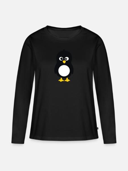 Linux-Pinguin - Frauen Premium Bio Langarmshirt - Schwarz