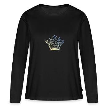 Couronne royale - T-shirt manches longues Premium bio Femme - noir - Devant - Julia (174cm)