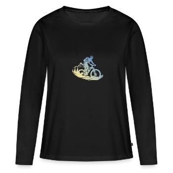 Mountainbiker Mountainbike - Frauen Premium Bio Langarmshirt - Schwarz - Vorne - Julia (174cm)