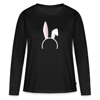 Oreilles de lapin bicolores - T-shirt manches longues Premium bio Femme - noir - Devant - Julia (174cm)