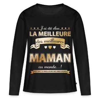 elue meilleure maman - T-shirt manches longues Premium bio Femme - noir - Devant - Julia (174cm)