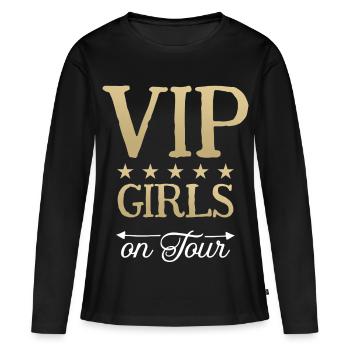 VIP Girls on Tour Freundinnen Mädels Party Urlaub - Frauen Premium Bio Langarmshirt - Schwarz - Vorne - Julia (174cm)