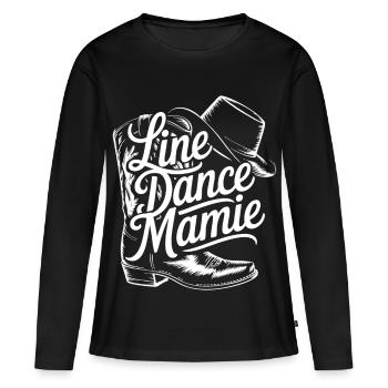 Line Dance Oma, Oma - Frauen Premium Bio Langarmshirt - Schwarz - Vorne - Julia (174cm)
