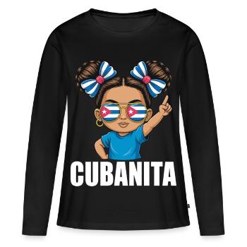 Cuba Flag Cute Cubanita Girls Women - Women's Premium Organic Long Sleeve Shirt - black - Front - Julia (174cm)