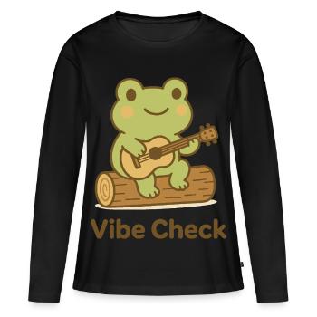 Frog on Log Acoustic Guitar - Women's Premium Organic Long Sleeve Shirt - black - Front - Julia (174cm)