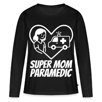 Super Mom Paramedic Ambulance Heart Design - Women's Premium Organic Long Sleeve Shirt - black - Front - Julia (174cm)