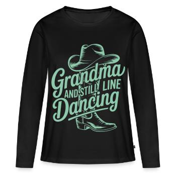 Grand-mère dansant en ligne - T-shirt manches longues Premium bio Femme - noir - Devant - Julia (174cm)