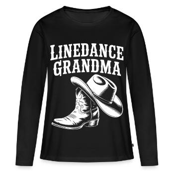 Line Dance Grandma Cowboy Boot - Frauen Premium Bio Langarmshirt - Schwarz - Vorne - Julia (174cm)