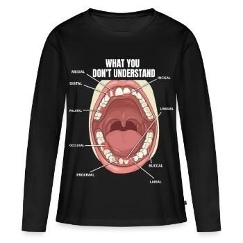 Surfaces dentaires Assistant dentaire Dentiste - T-shirt manches longues Premium bio Femme - noir - Devant - Julia (174cm)