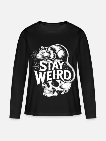 Stay Weird Ratte Schädel - Frauen Premium Bio Langarmshirt - Schwarz