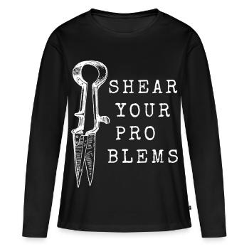 Tondez vos problèmes – quand vous tondez, vous avez le temps ! - T-shirt manches longues Premium bio Femme - noir - Devant - Julia (174cm)
