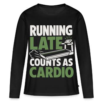 Running Late Counts as Cardio Treadmill - Women's Premium Organic Long Sleeve Shirt - black - Front - Julia (174cm)