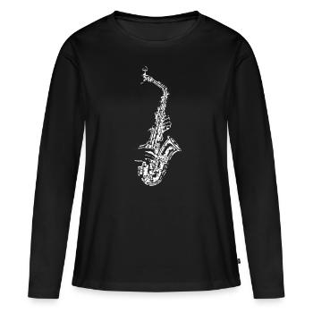 Saxophone saxophoniste saxophone - T-shirt manches longues Premium bio Femme - noir - Devant - Julia (174cm)