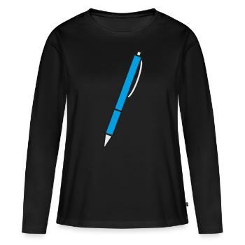 Stylo à bille Écriture - T-shirt manches longues Premium bio Femme - noir - Devant - Julia (174cm)