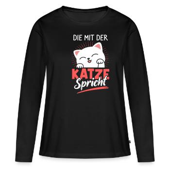 Katze Kätzchen Kater Fellnase Katzenfan Cat Katzen - Frauen Premium Bio Langarmshirt - Schwarz - Vorne - Julia (174cm)