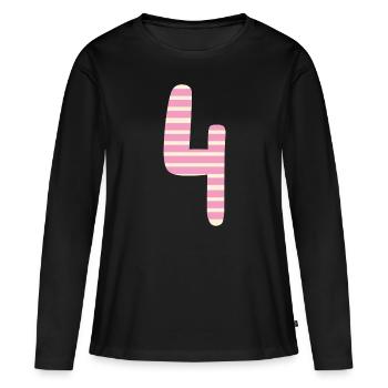 Nummer 4 - Frauen Premium Bio Langarmshirt - Schwarz - Vorne - Julia (174cm)