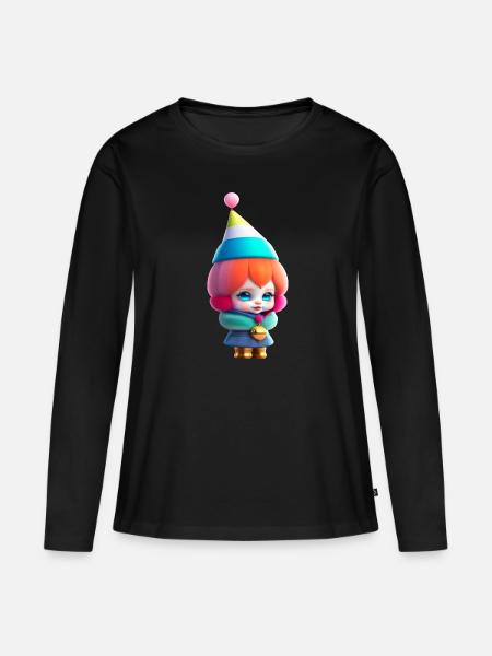 Anime Girl Manga Puppe Karneval Clown - Frauen Premium Bio Langarmshirt - Schwarz