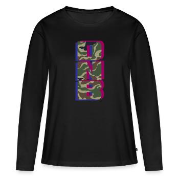 DNB Camo Vert Original Junglist Drum n Bass - T-shirt manches longues Premium bio Femme - noir - Devant - Julia (174cm)
