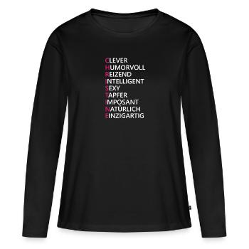 Christine Name Geschenk - Frauen Premium Bio Langarmshirt - Schwarz - Vorne - Julia (174cm)