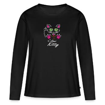 Atomic Kitty #2 - Black Shirt - Frauen Premium Bio Langarmshirt - Schwarz - Vorne - Julia (174cm)