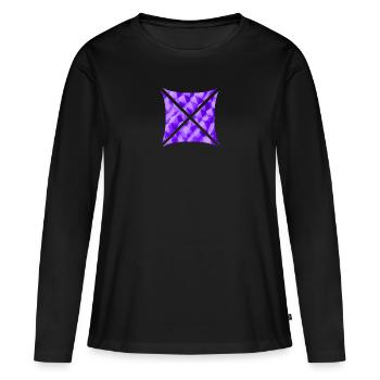 Abstract polygon design purple - Women's Premium Organic Long Sleeve Shirt - black - Front - Julia (174cm)