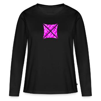 Conception de polygone abstrait rose - T-shirt manches longues Premium bio Femme - noir - Devant - Julia (174cm)