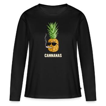 Ananas au cannabis - T-shirt manches longues Premium bio Femme - noir - Devant - Julia (174cm)
