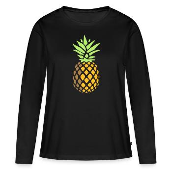 ananas - T-shirt manches longues Premium bio Femme - noir - Devant - Julia (174cm)