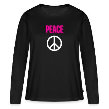Paix - Echo - Front seulement - T-shirt manches longues Premium bio Femme - noir - Devant - Julia (174cm)