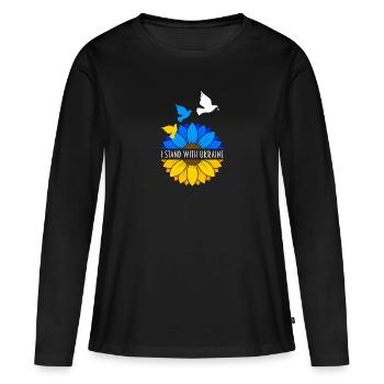 Ukraine - Frauen Premium Bio Langarmshirt - Schwarz - Vorne - Julia (174cm)