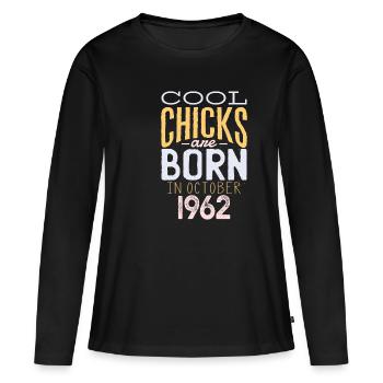 Octobre 1962 - Cadeau d’anniversaire 60. Légende. - T-shirt manches longues Premium bio Femme - noir - Devant - Julia (174cm)