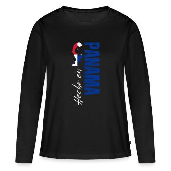 Fabriqué au Panama, né au Panama - T-shirt manches longues Premium bio Femme - noir - Devant - Julia (174cm)