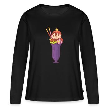 Crème glacée, crème glacée, crème glacée, crème glacée, boule, crème glacée, sundae - T-shirt manches longues Premium bio Femme - noir - Devant - Julia (174cm)