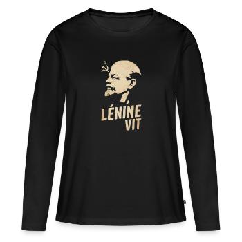 Lénine Vit - T-shirt manches longues Premium bio Femme - noir - Devant - Julia (174cm)