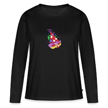 Motif de carnaval - T-shirt manches longues Premium bio Femme - noir - Devant - Julia (174cm)