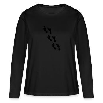 fußabdruck - Frauen Premium Bio Langarmshirt - Schwarz - Vorne - Julia (174cm)