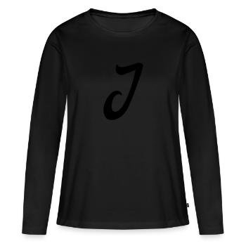 lettre j - T-shirt manches longues Premium bio Femme - noir - Devant - Julia (174cm)