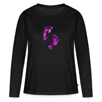 Fußabdrücke - Frauen Premium Bio Langarmshirt - Schwarz - Vorne - Julia (174cm)