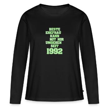 Ehe Ehefrau Frau Freundin Jahr1992 - Frauen Premium Bio Langarmshirt - Schwarz - Vorne - Julia (174cm)