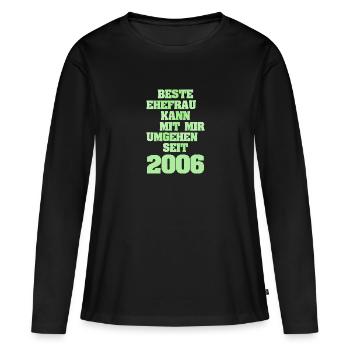 Jahr 2006 - Frauen Premium Bio Langarmshirt - Schwarz - Vorne - Julia (174cm)